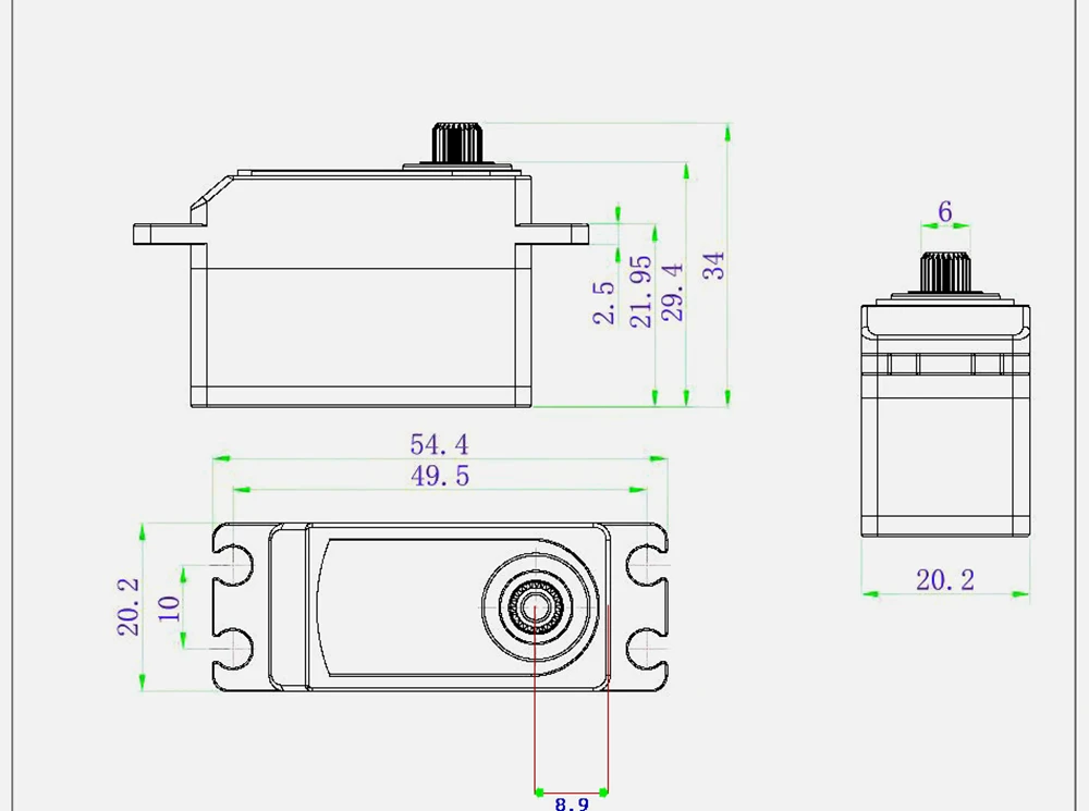 Servos de motor sin núcleo de alto par servo digital de 25 kg 180 ° /270 ° /360 °   7,4 V para escalada en roca modelo de coche Robot DIY Servo Industrial - imagen 5