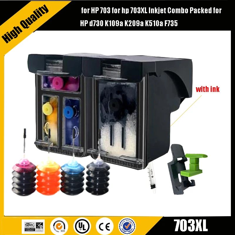 Einkshop-cartucho recargable para impresora HP 703xl, recambio de tinta Compatible con hp 703, HP 703XL, d730, K109a, K209a, K510a, F735 - imagen 2