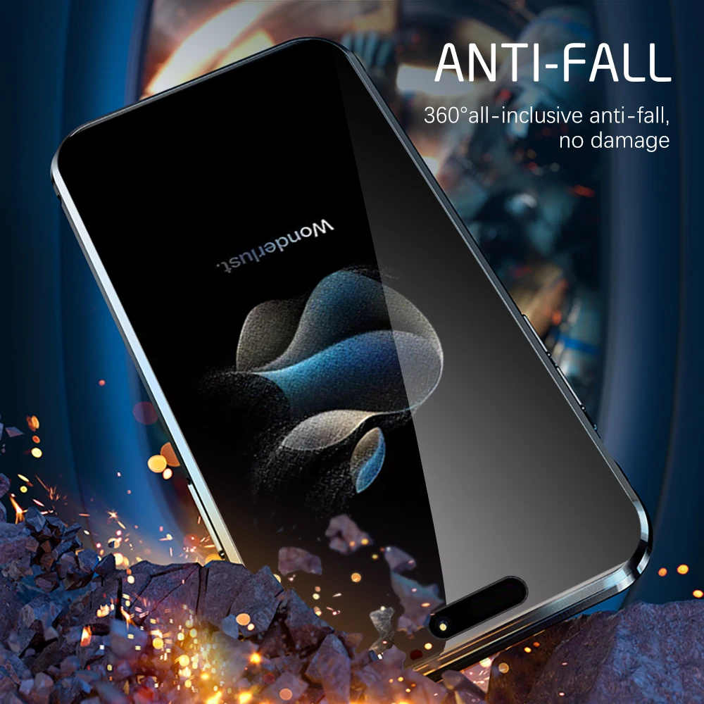 Funda con tapa magnética de doble cara para iPhone, carcasa protectora de cristal de 2023 ° para iPhone 15 Pro Max, 15 Plus, 15 Pro Max, 360 - imagen 5