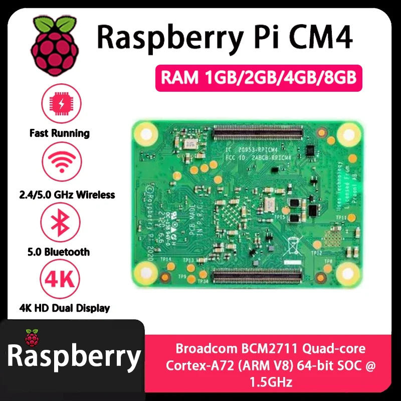 Raspberry Pi CM4 1GB/2GB/4GB/8GB RAM BCM2711 quad-core CortexA7264 Rpi ComputeModule 4 4GB/8GB/16GB/32GB EMMC Wifi opcional - imagen 5