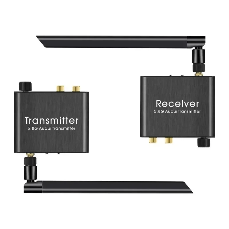 Adaptador extensor de transmisor y receptor de Audio inalámbrico, 50m, 5,8G, con Control de volumen, sin retraso para altavoz amplificador RCA R/L de 3,5mm - imagen 3