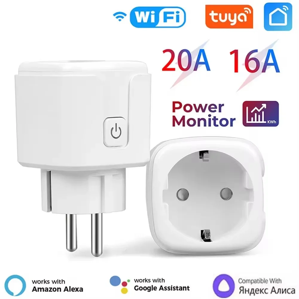 Tuya 16A 20A UE enchufe inteligente WiFi enchufe inteligente con función de sincronización de monitoreo de energía Control de voz asistente de Google Alexa - imagen 2