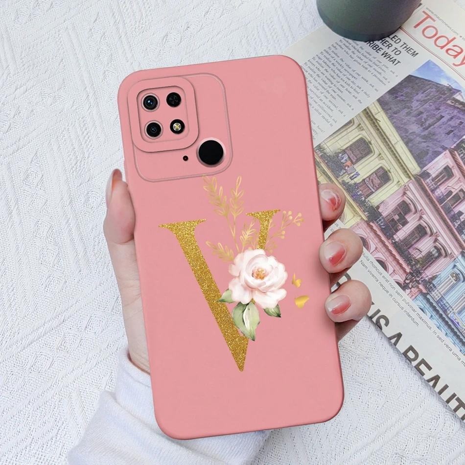 Funda deportiva para Xiaomi Redmi 10C 10X 10A, cubierta protectora de silicona líquida con letras de A-Z elegantes para Redmi 10 C X A - imagen 3