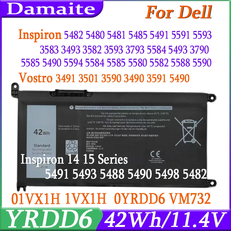 YRDD6 batería del ordenador portátil para Dell Latitude 3300 3401 3379 Vostro 3491 3501 3590 3490 3591 5490 5581 5481 3400 3401 3405 3500 42Wh