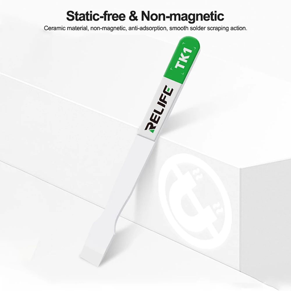 Raspador de cerámica antiestático no magnético RELIFE TK1 para reparación de componentes electrónicos, herramientas de arrastre y raspado de estaño para soldadura - imagen 2