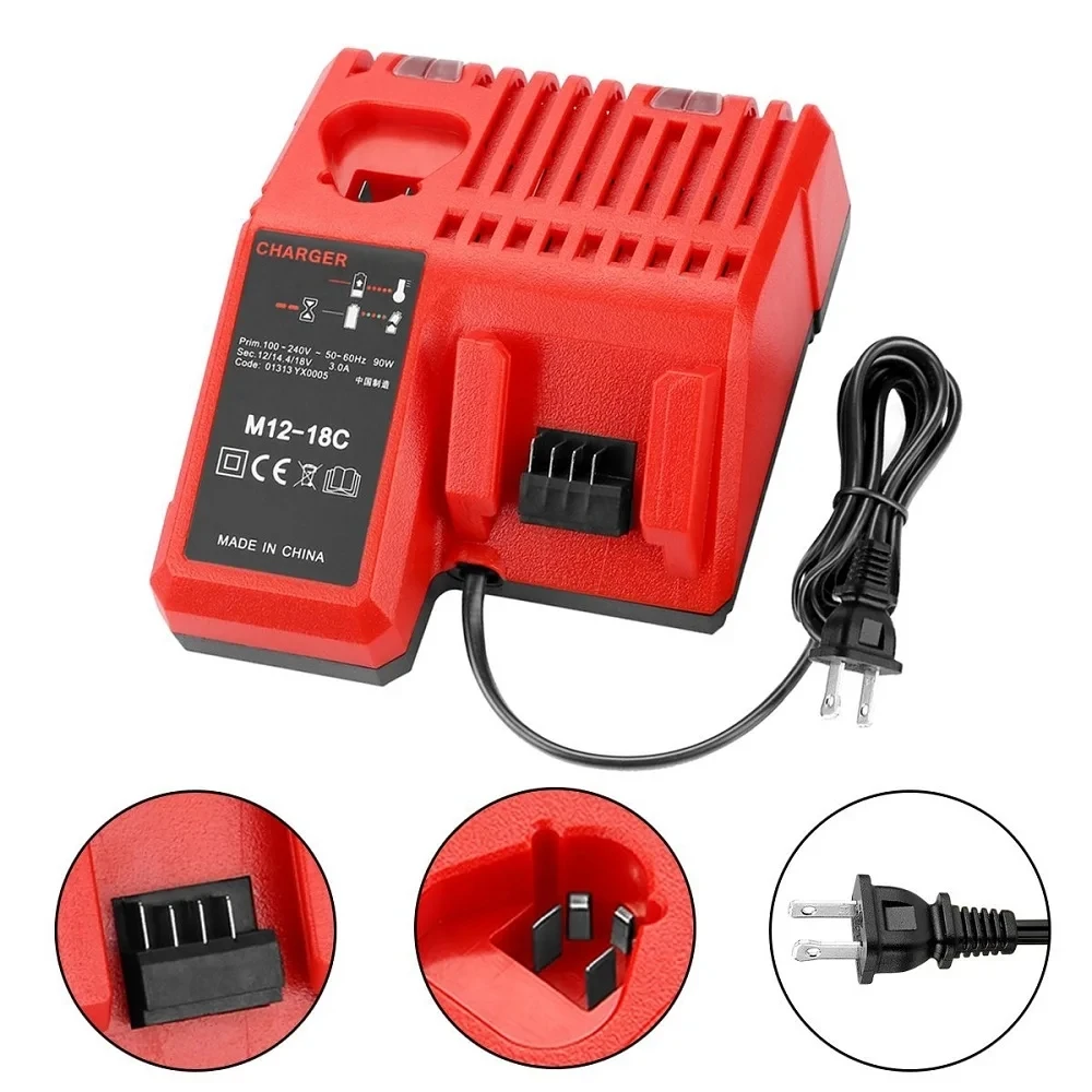 Cargador de batería de iones de litio profesional M12-18C para batería de litio Milwaukee 12 V 14,4 V 18V C1418C 48-11-1815/1828/1840 M18 M14 M12 - imagen 3