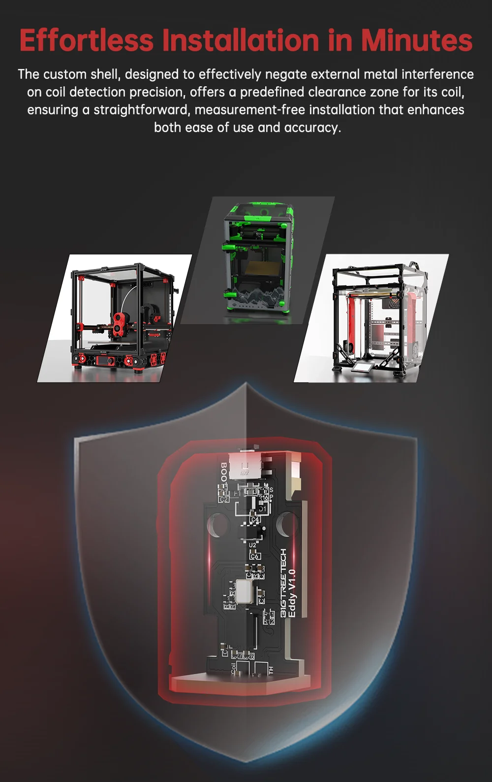 BIGTREETECH Eddy Kit de nivelación automática pieza de impresora 3D para Ender-3 para extrusora serie BIQU B1 H2 - imagen 4