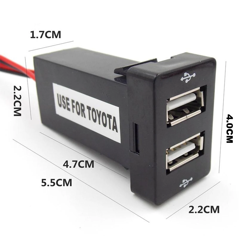 Cargador de teléfono de coche USB modificado con orificio Original para Toyota Corolla, instalación de doble cargador de coche, posición de orificio reservada, Dual 4.2A