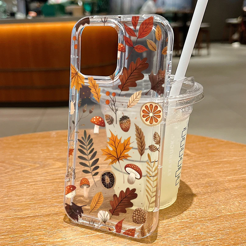 Fundas para Xiaomi 14 13 13T 12 12T Pro Mi 11 Lite 5G funda de teléfono patrón de hojas de otoño funda trasera de silicona transparente suave a prueba de golpes - imagen 5