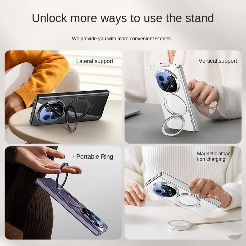 Para OPPO Find N5 funda de lujo chapada Magsafe anillo soporte magnético funda protectora trasera para OPPO Find N5 carcasa de cubierta completa - imagen 5