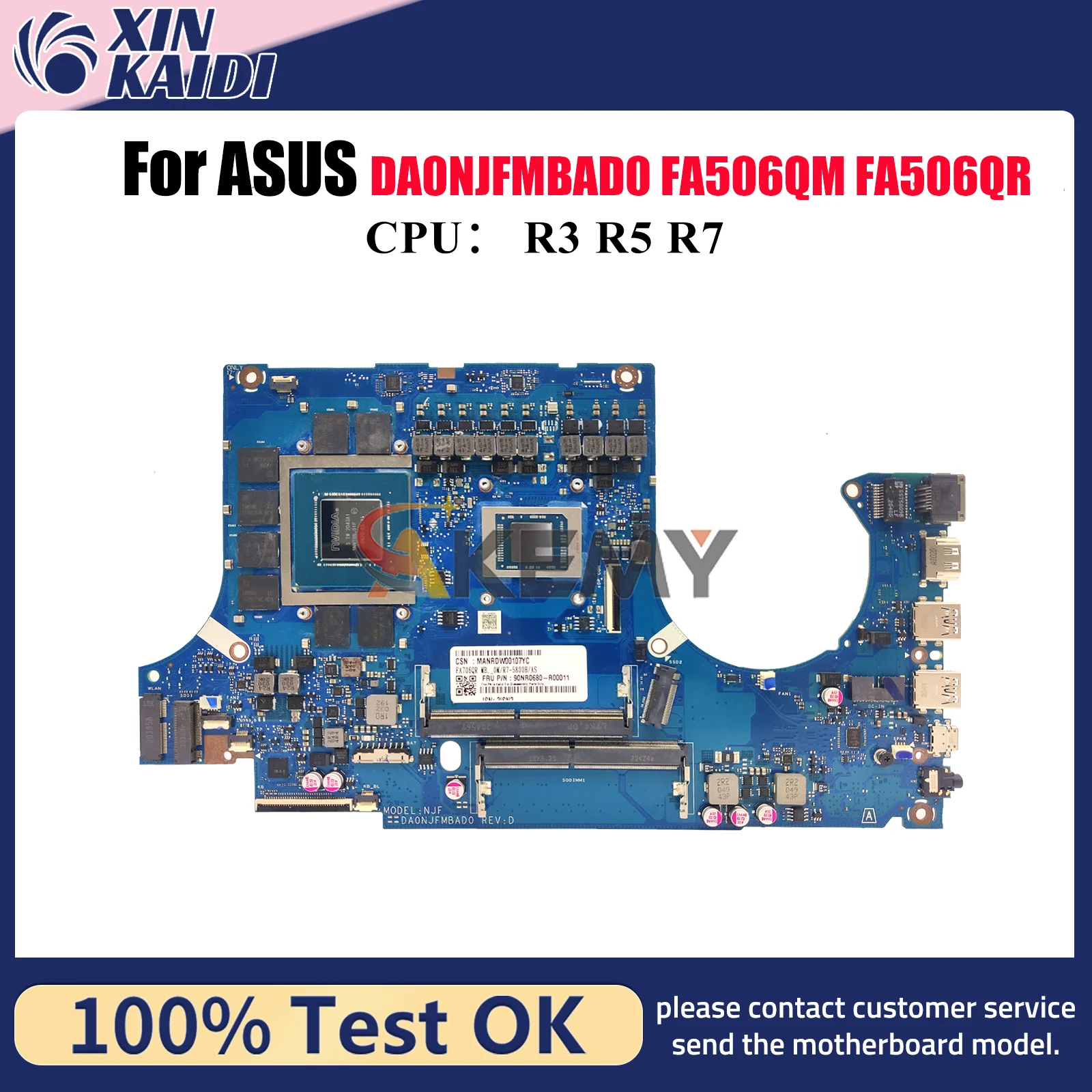 Placa base para ordenador portátil DA0NJFMBAD0 para ASUS TUF Gaming FA506Q FA506QM FA506QR placa base para portátil con CPU R3 R5 R7 100% pruebas OK stk