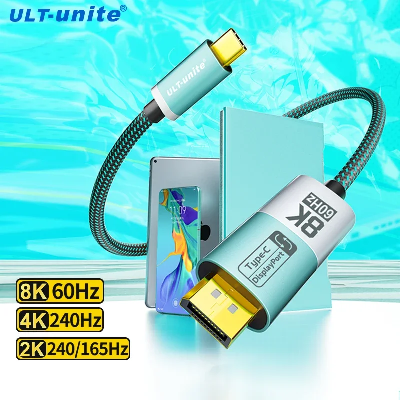 Cable bidireccional de 8K DP a tipo C USB C a línea Displayport 1,4 para iPhone 15 Macbook Pro iPad iMac Compatible con Thunderbolt 3/4 - imagen 2