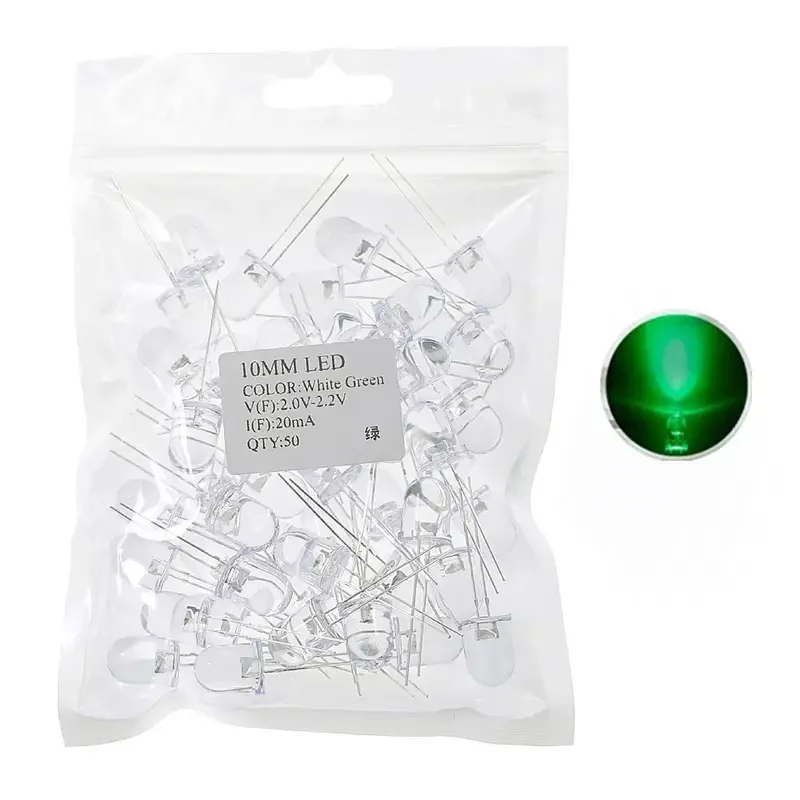 100 Uds F10 10mm 5 colores blanco diodo emisor de luz led kit surtido rojo blanco amarillo verde azul bombilla transparente - imagen 5