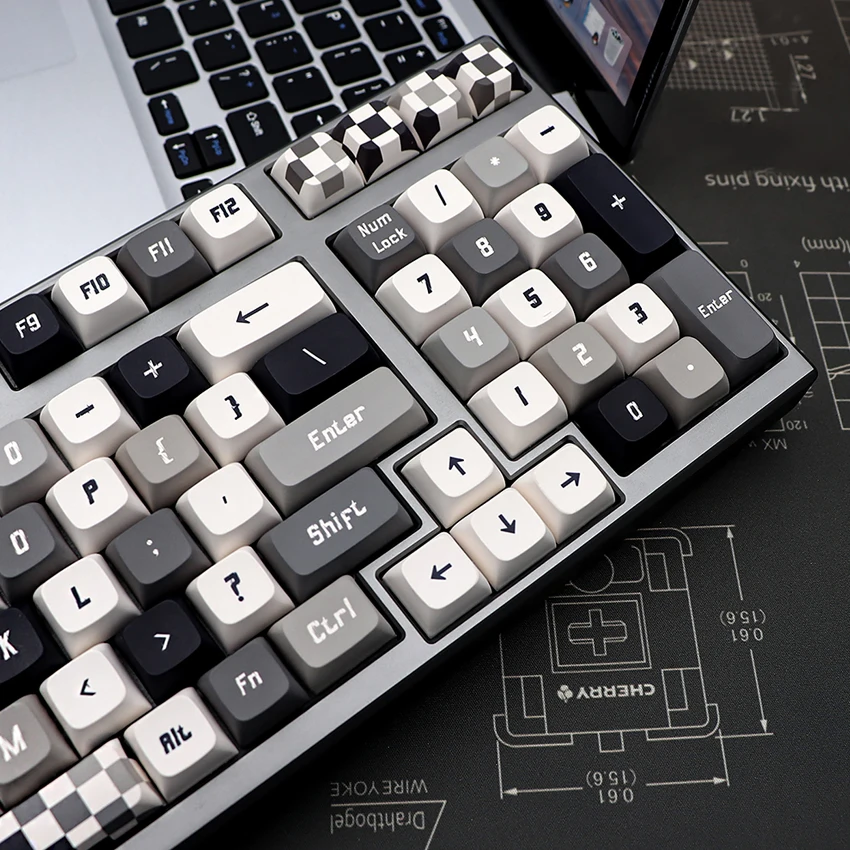 Teclas de celosía en blanco y negro, teclas de perfil XDA, teclas de sublimación de tinte PBT para teclas de teclado mecánico MX - imagen 4