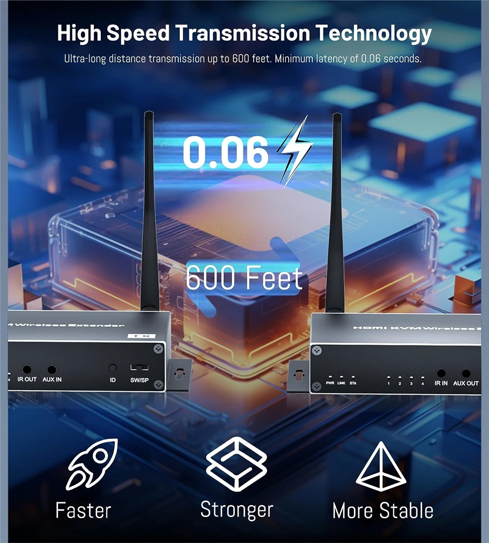 Navceker-transmisor y receptor de vídeo 4K, inalámbrico, HDMI, 5G, 1080P, 200M, HDMI, KVM, pantalla extensora para cámara NVR, ordenador portátil, PC, HDTV - imagen 5