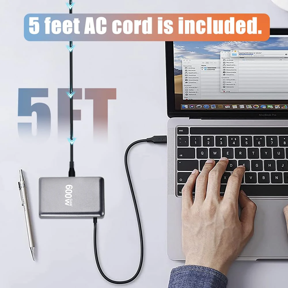 Hub de cargador GaN de 600W, multipuertos QC PD USB C, adaptador de estación de carga rápida Compatible con IPhone 16/15/14 iPad MacBook Laptop - imagen 3