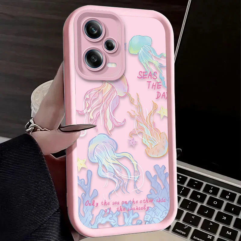 Funda blanda oceánica de medusas coloridas para Xiaomi Redmi Note 11 12 13 Pro Plus 4G 5G 10S 11S 9S 12S 10 9 Redmi 12C 14C 13C A3 12 - imagen 4