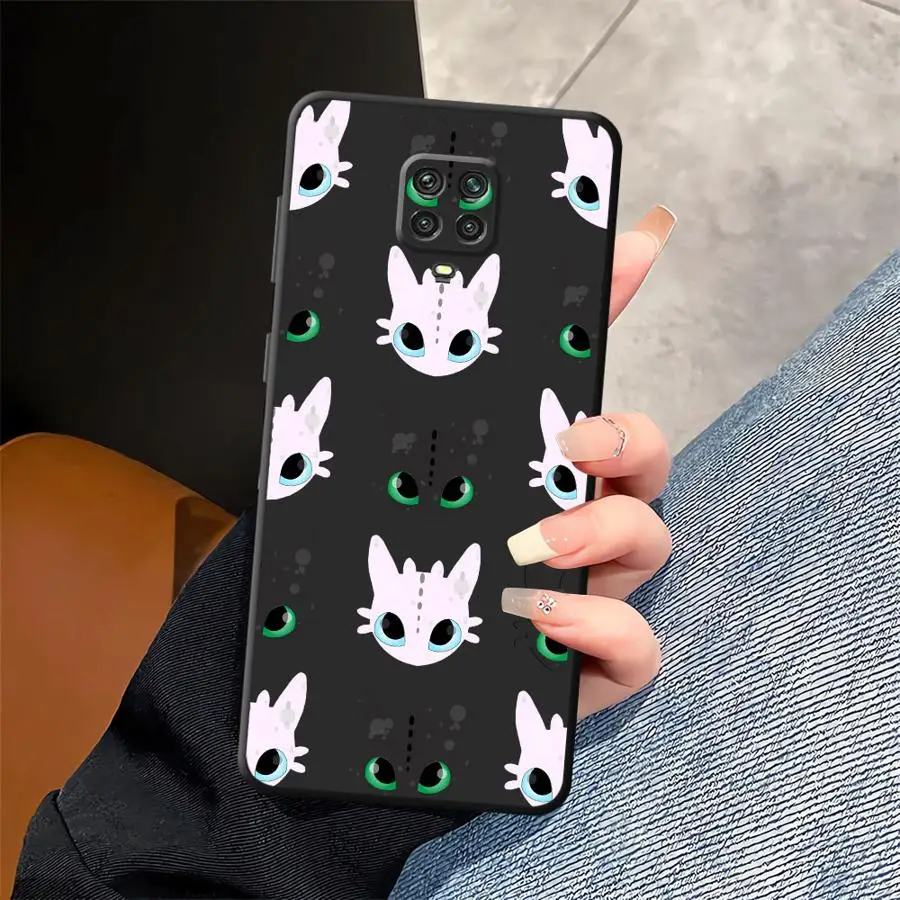 Funda para Xiaomi Redmi Note 9 10 11 12 Pro 12s 9S 13 14 Pro Plus 10S 7 8 11s funda negra suave para teléfono dibujos animados lindo dragón - imagen 2