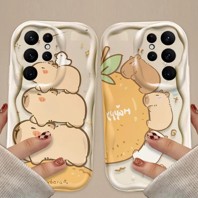 Funda con ondas 3D de capibara encantadora de dibujos animados para Samsung Galaxy A54 A34 A24 A14 A13 A53 A33 A73 A23 A52 A52S A32 A22 A12 A51 A71 - imagen 2