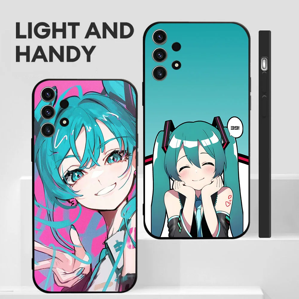 BD-32 Hatsune Mikus funda negra para Samsung A13 A52S A73 A72 A52 A33 A32 S22 Ultra Plus - imagen 3