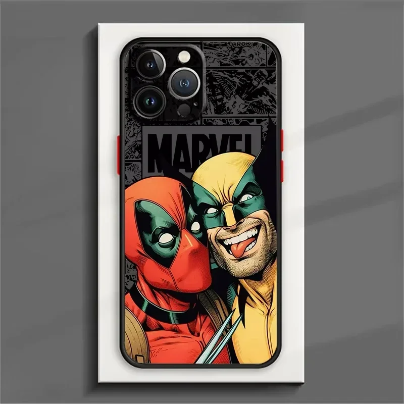 Marvel Comic Deadpool Wolverine para Apple iPhone 16 15 14 13 12 11 X XR XS 7 8 Mini Plus Pro Max funda de teléfono translúcida esmerilada - imagen 3