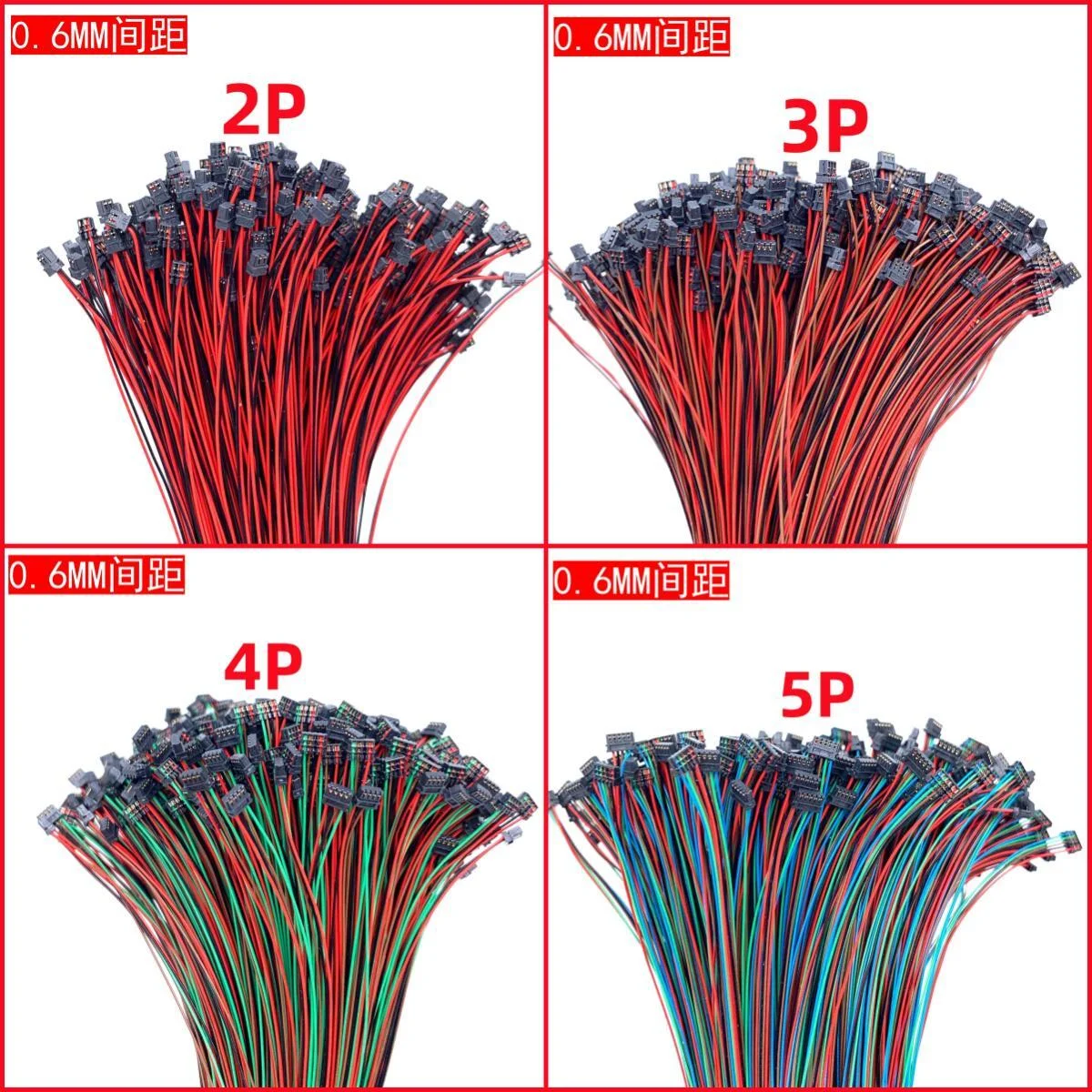 Conector de cable de Terminal de dobladillo simple/doble tipo perforación de paso de 0,6mm arnés de cables electrónico 2P3P4P5P6P7P8P10 Pin 150mm 200mm - imagen 2