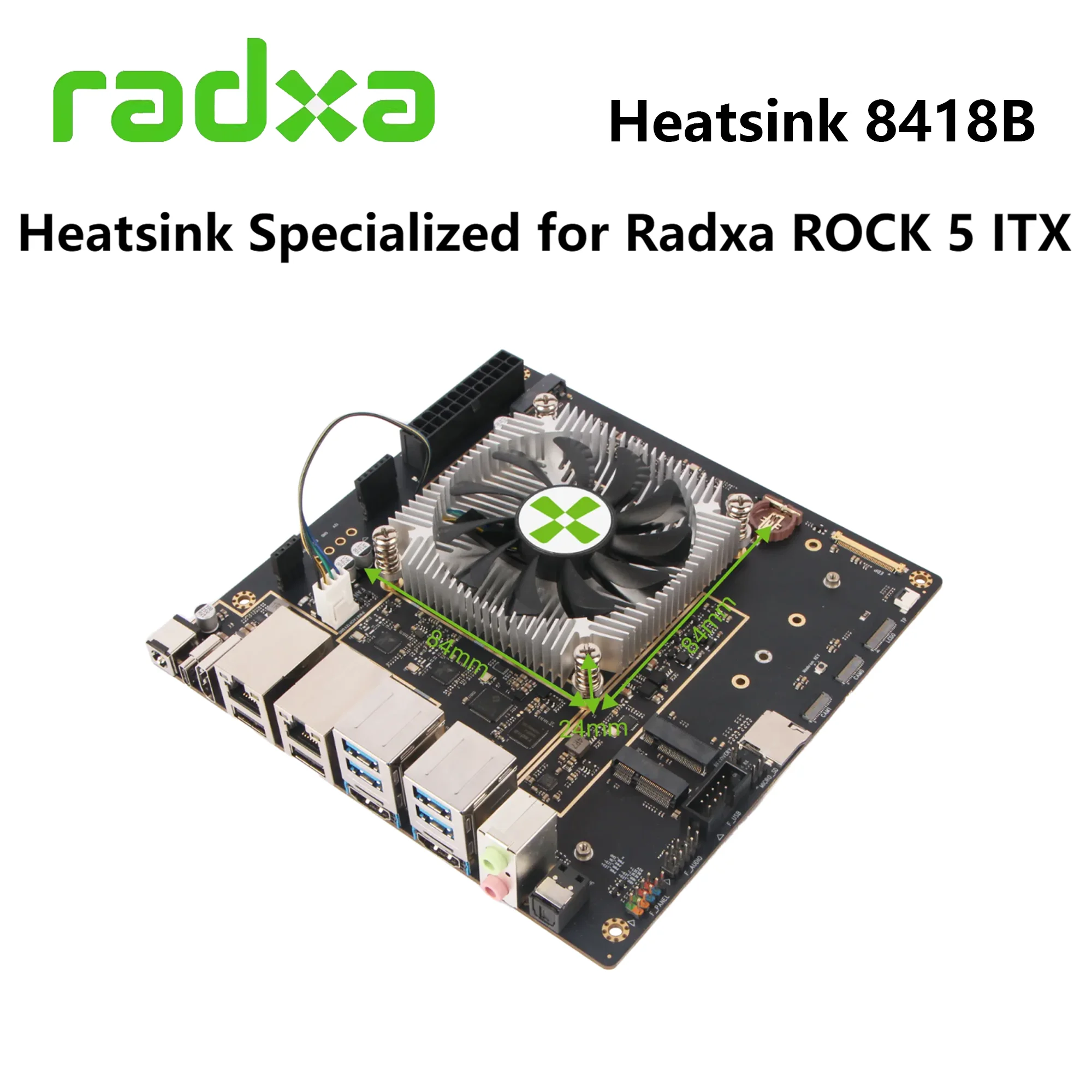 Disipador de calor Radxa 8418B especializado para Radxa ROCK 5 ITX, velocidad del ventilador ajustable, fácil de instalar y quitar. - imagen 5