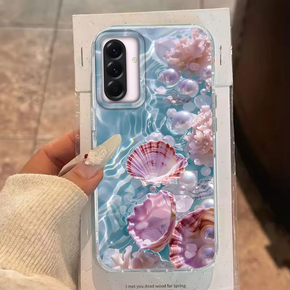 Funda de teléfono para niñas con concha de perla oceánica para Samsung Galaxy A55 A56 A36 A26 A16 A53 A06 A14 A24 A34 A54 A15 A25 A35 A12 A07 A17 - imagen 5