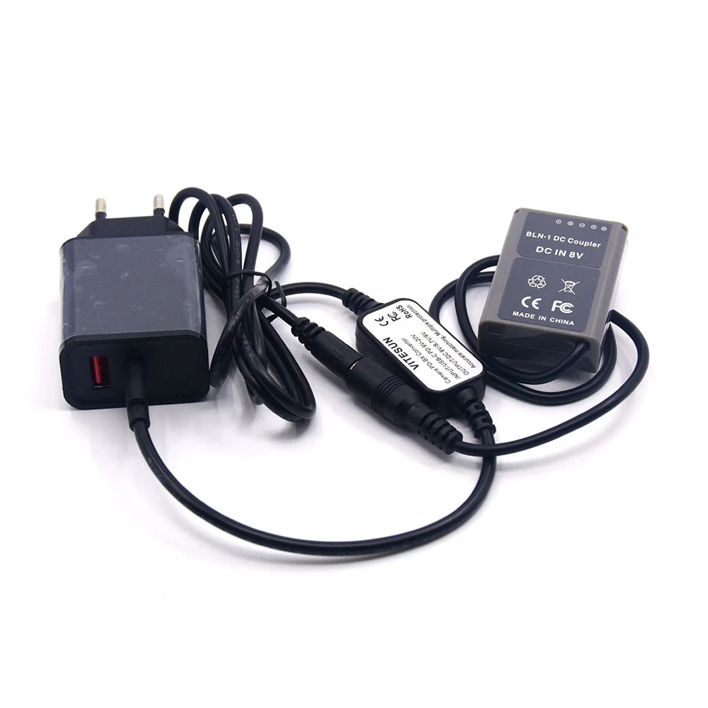 Acoplador CC BLN-1 PS-BLN1 batería simulada PD 3,0 cargador USB tipo C Cable CC para cámara Olympus E-M5 OM-D E-M1 E-P5 - imagen 3