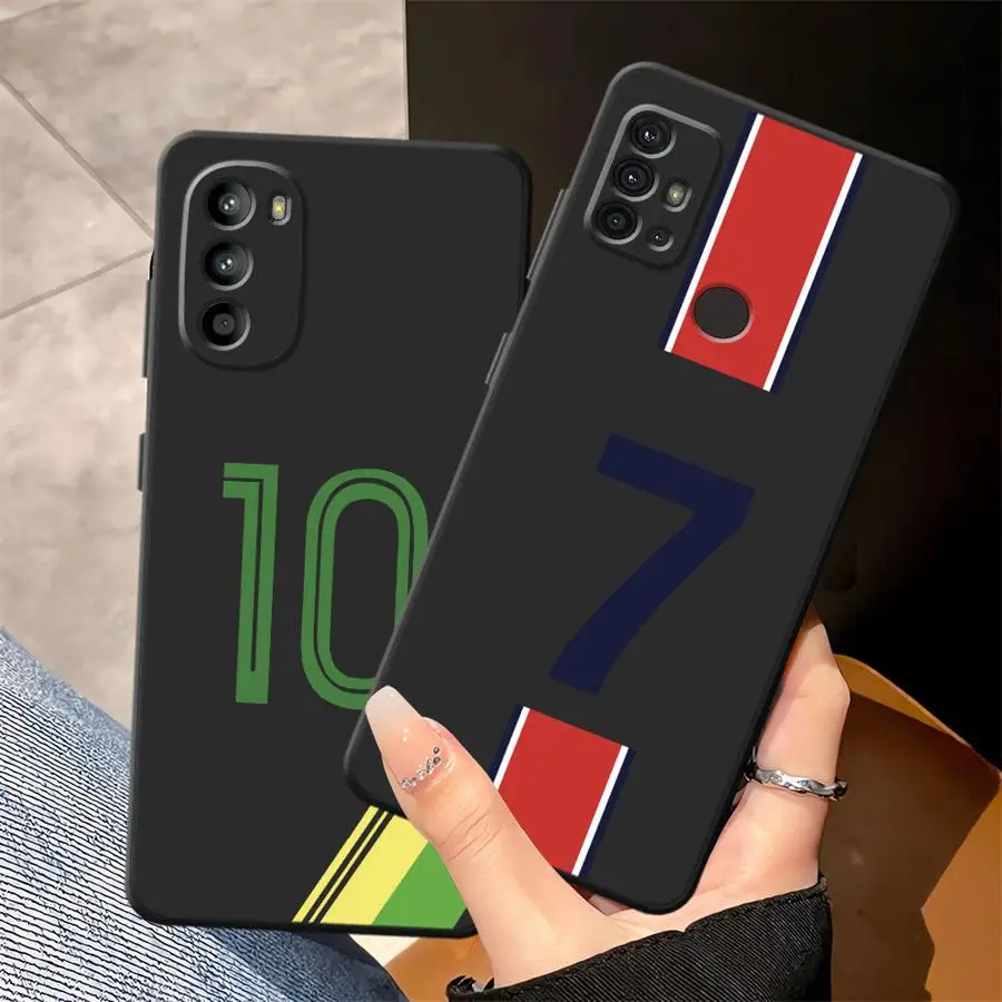 Funda de teléfono suave negra con número de pie para Motorola Mot G53 G30 G71 Edge 20 Pro 30 Lite G60s G60 G52 G22 Edge40 G32 G51 G73