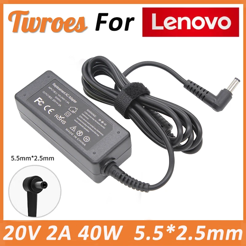 Cargador de ordenador portátil Lenovo IdeaPad S10, X110, X120, X130, U310, MSI U100, U90, U100, U110, U120, adaptador de cuaderno, 20V, 2A, 40W, 5,5x2,5mm