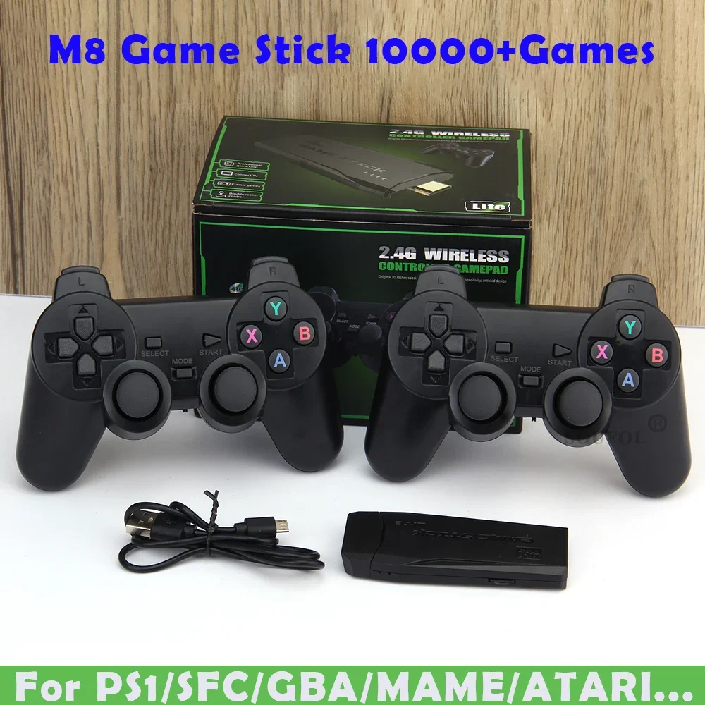 Consola de videojuegos M8, mando inalámbrico Dual de 2,4G, 4K, 10000 juegos, 64GB, Retro, para regalo de Navidad