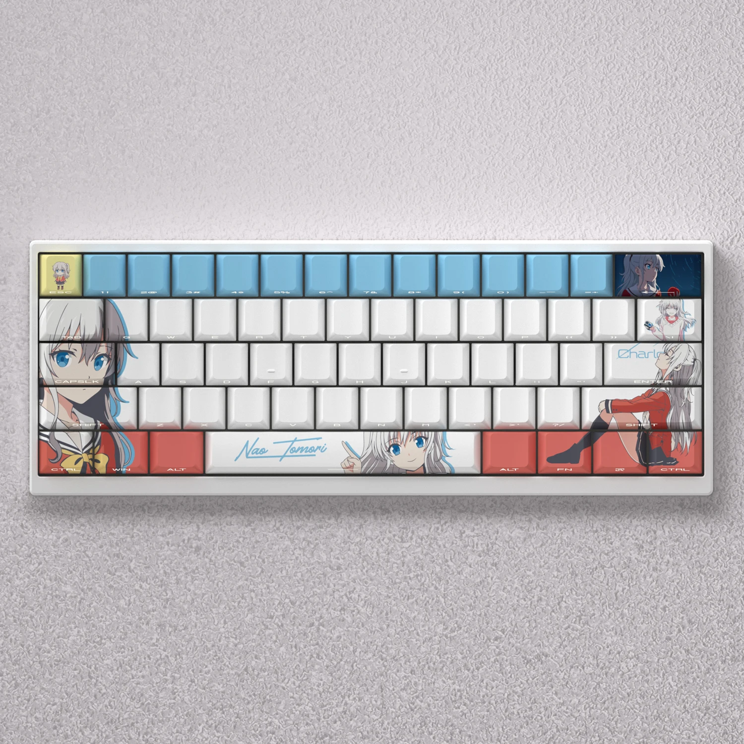 Teclas temáticas de Tomori Nao de 73 teclas, tapa de tecla de Anime, perfil de cereza PBT, teclas personalizadas para teclado mecánico Wooting60 65 68 - imagen 3