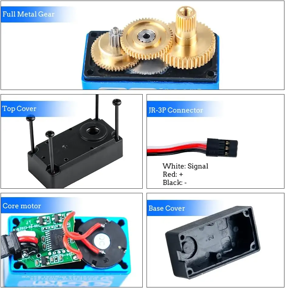 2 juegos 35KG RDS3235 Servo Digital de alto Torque engranaje de Metal Servo de Motor Sin Núcleo 270 grados con placa de brazo de soporte para Robot RC - imagen 4