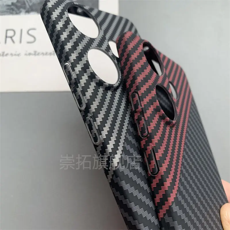 Funda a rayas Kevlar para Xiaomi POCO F6 F 6 Pro Redmi Turbo 3, cubierta trasera acrílica a rayas de fibra de carbono para POCO F6, Funda a prueba de golpes - imagen 5