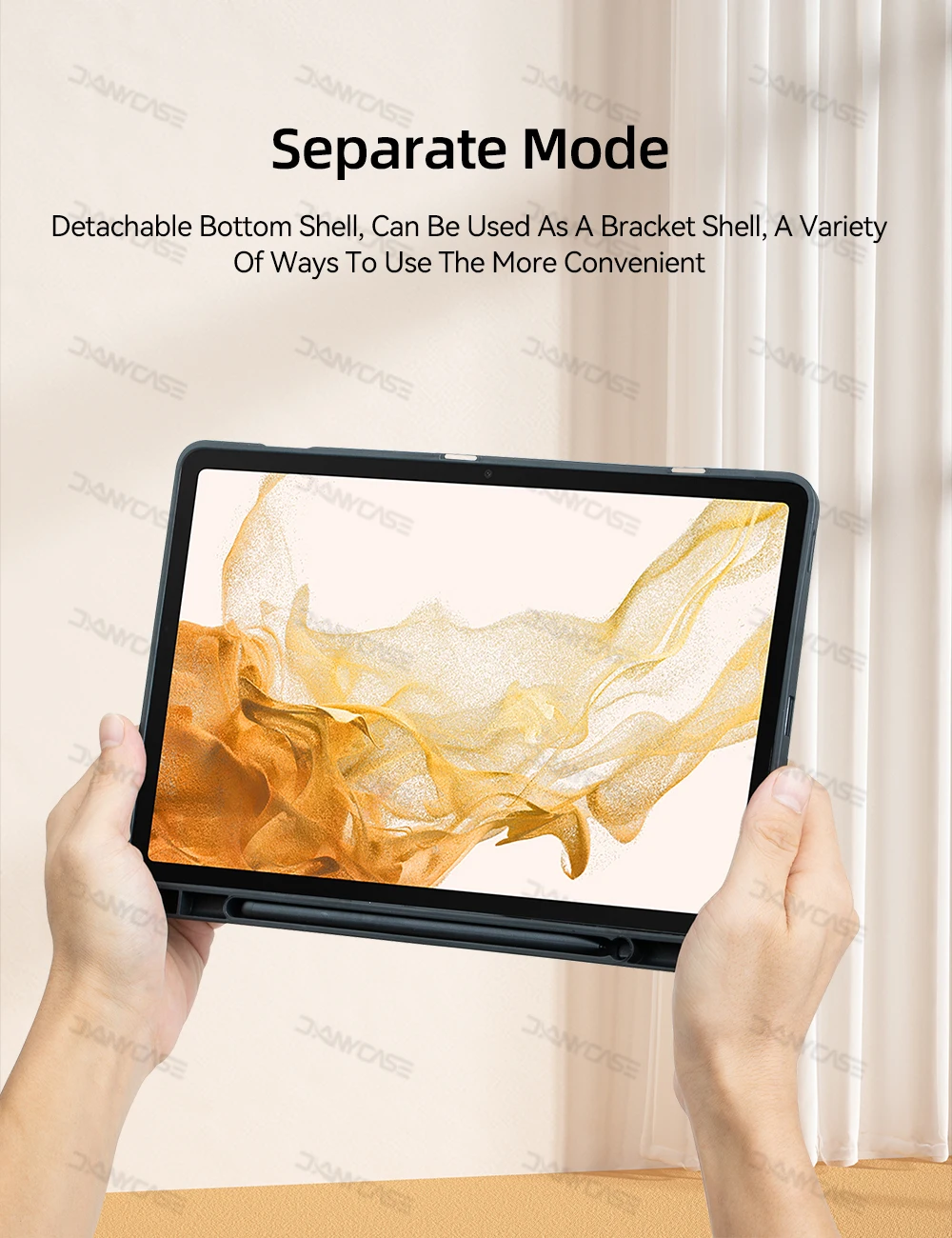 Una tableta con carcasa inferior desmontable