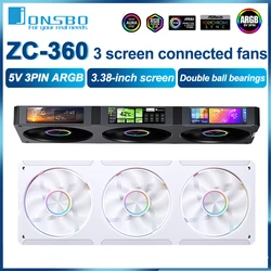 JONSBO ZC-360 Ventilador ARGB para PC con pantalla de 3,38 pulgadas
