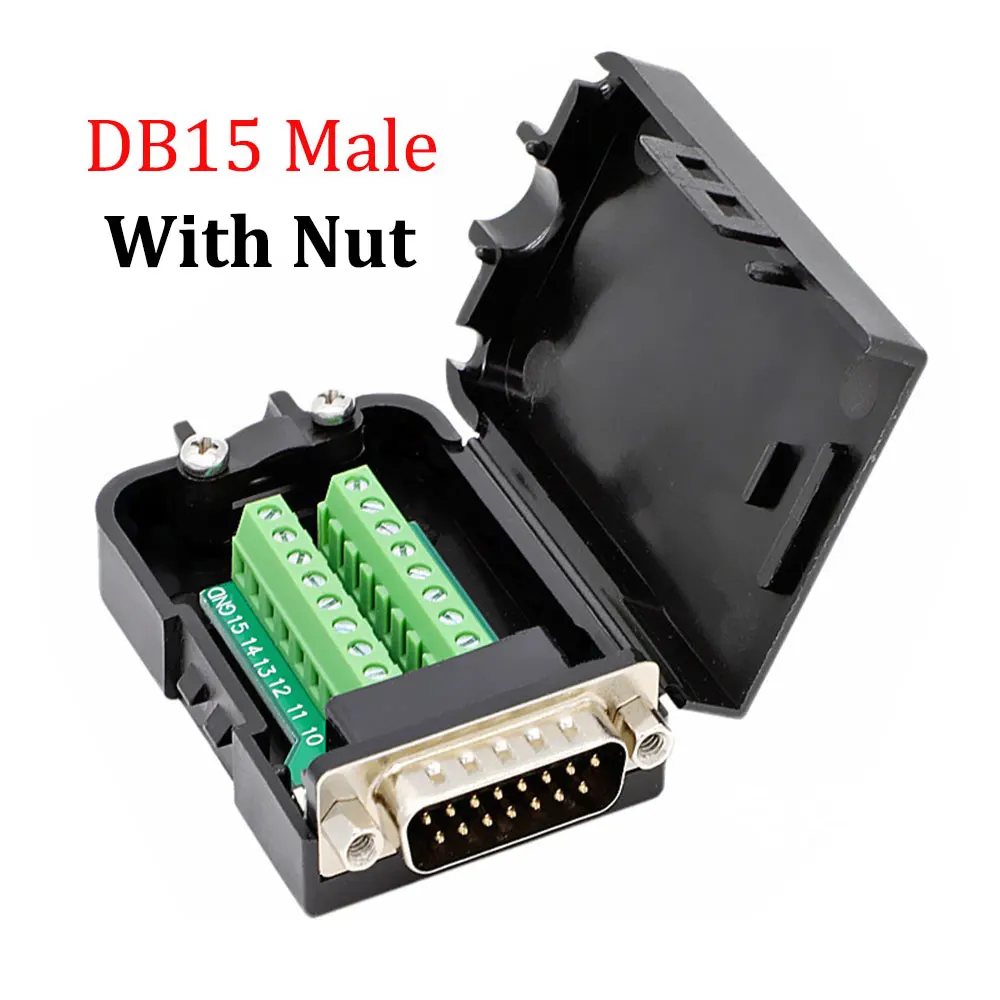 Conector macho hembra sin soldadura DB15, RS232, 2 filas, D-SUB, 15 pines - imagen 5