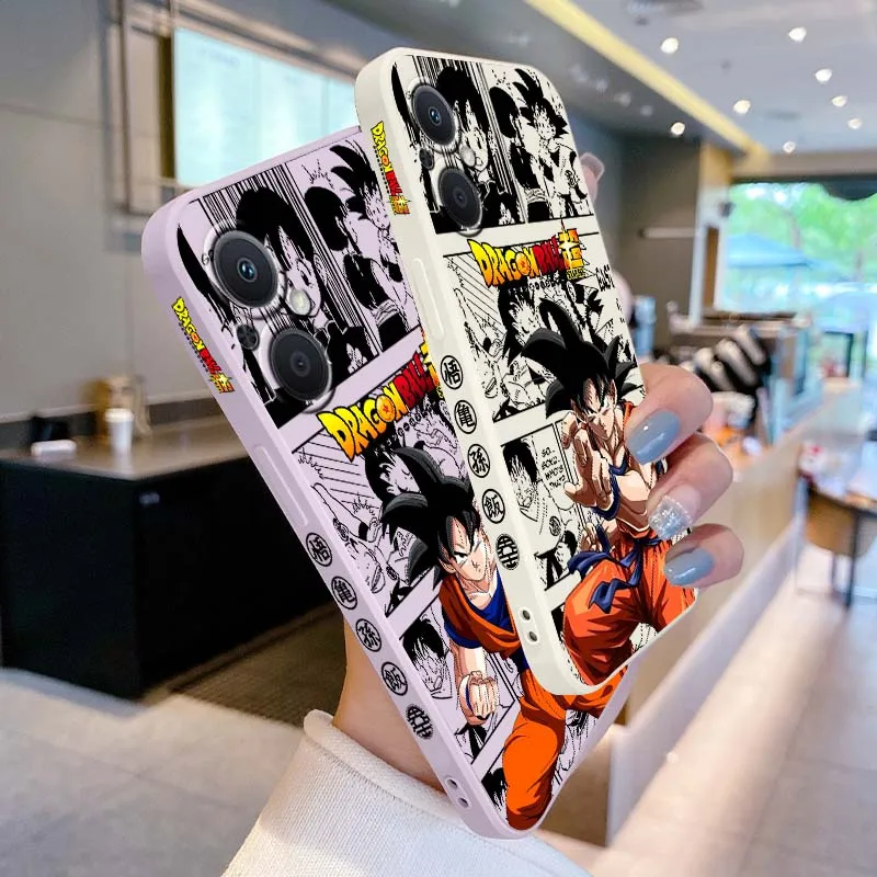 D-Dragon Ball Manga Son Goku funda para OPPO Reno 8 7 A96 A78 A74 A72 A58 A53 A40 Lite 5G funda de teléfono con cuerda izquierda líquida - imagen 2