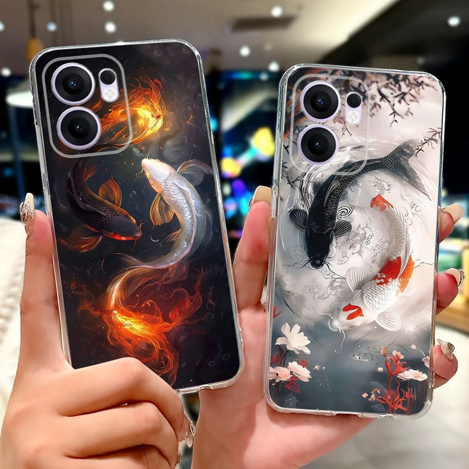 Para Oppo Reno 13F 5G funda Reno13 FS CPH2699 Linda funda pintada Koi de la suerte funda de teléfono delgada suave para Oppo Reno13 F 4G Reno13F Shell - imagen 5