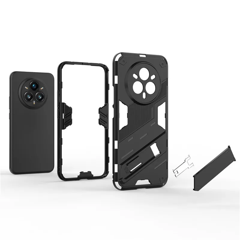 Para Realme 14 Pro + funda para Realme 12 13 14 Pro Plus cubierta a prueba de golpes armadura dura soporte de PC parachoques de silicona para Realme 14 Pro - imagen 5
