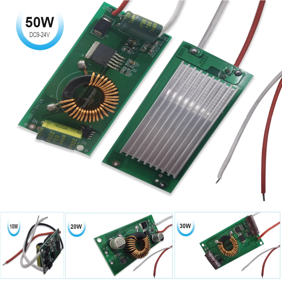 DC9V-24V de Controlador LED de alta potencia, fuente de Controlador LED de corriente constante, Chips de luz, transformadores de iluminación LED, 10W, 20W, 30W, 50W, 1.5A