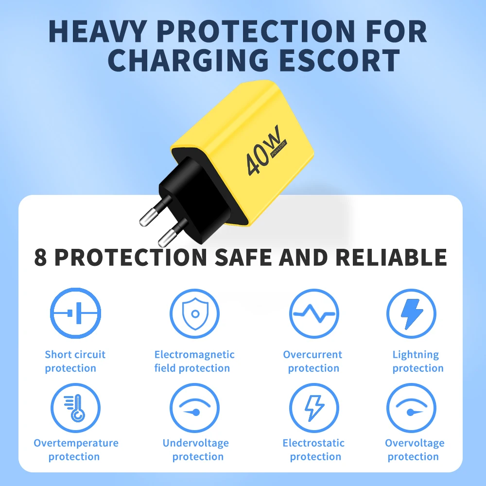 40W PD 3USB tipo C 4 puertos carga súper rápida cargador de teléfono móvil QC 3,0 adaptador de enchufe UE/EE. UU. para iPhone Xiaomi Samsung Huawei - imagen 3