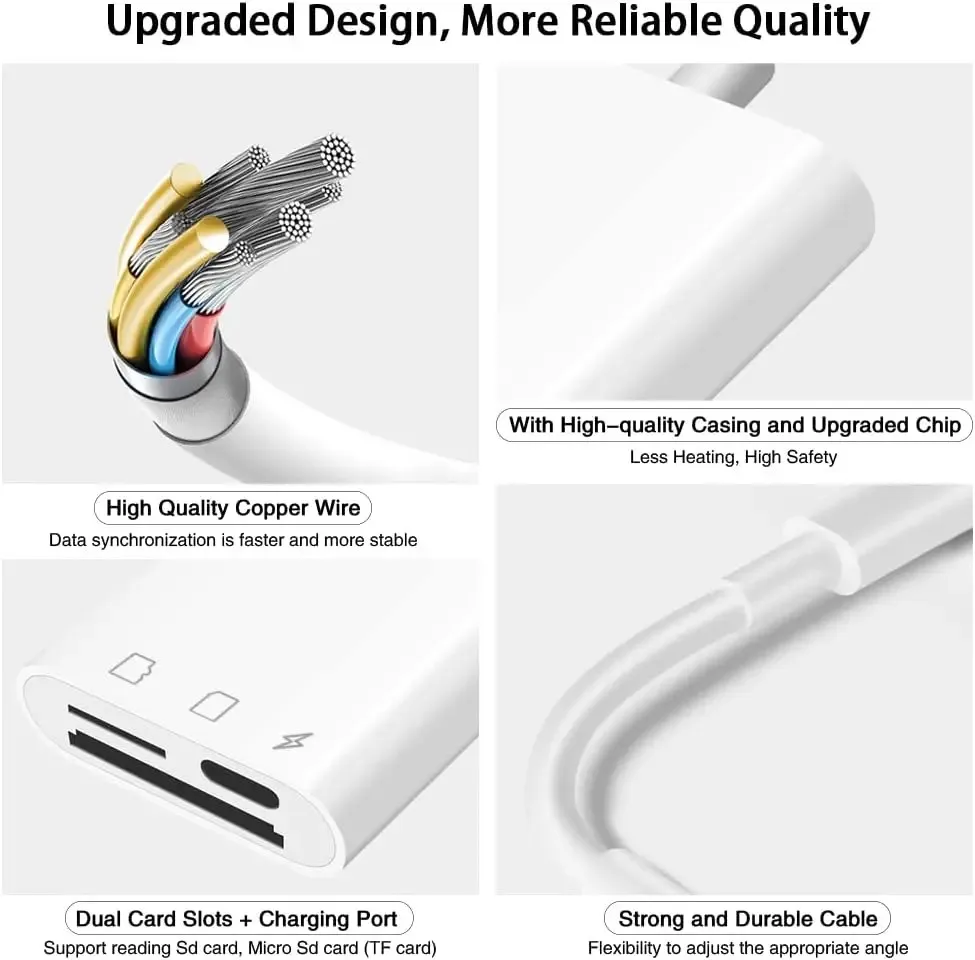 Para ios a lector de tarjetas SD para iPhone 12 11 13 14 15 Pro Max adaptador de tarjeta de memoria adaptador de tarjeta SD de cámara para iPhone iPad MacBook - imagen 5