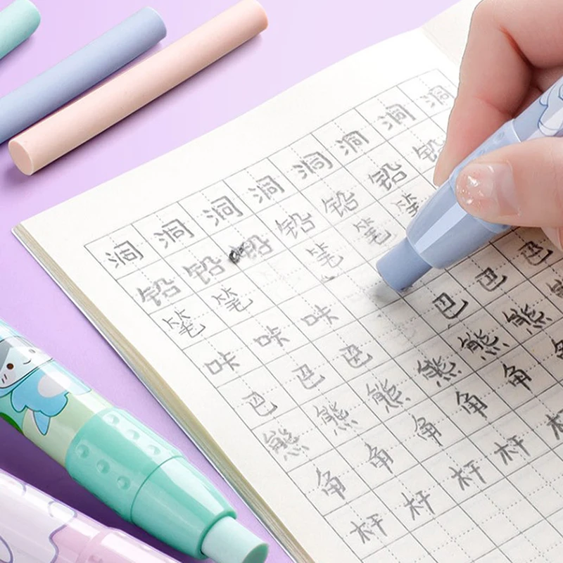 Goma de borrar de dibujos animados para niños, borrador de goma reemplazable, con núcleo de goma para estudiantes, regalos de oficina - imagen 2