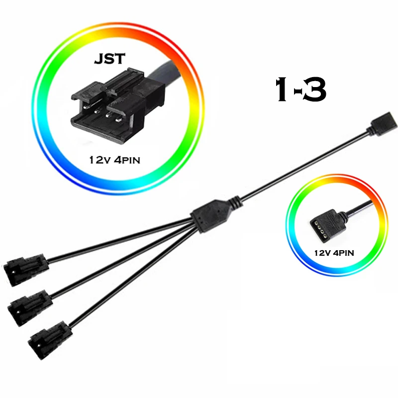 Phanteks-cable adaptador de sincronización RGB de placa base de ordenador, transferencia de cabecera JST, 12V, 4 pines, 5V, 3 pines, Cable de extensión macho a macho - imagen 3