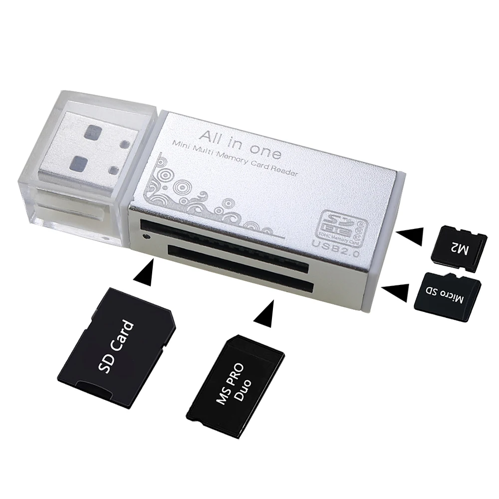 Lector de tarjetas Micro SD todo en uno, lector de tarjetas de memoria USB Flash para Memory Stick Pro Duo Micro SD/T-Flash/M2/MS, adaptador SD, 1 Uds. - imagen 4