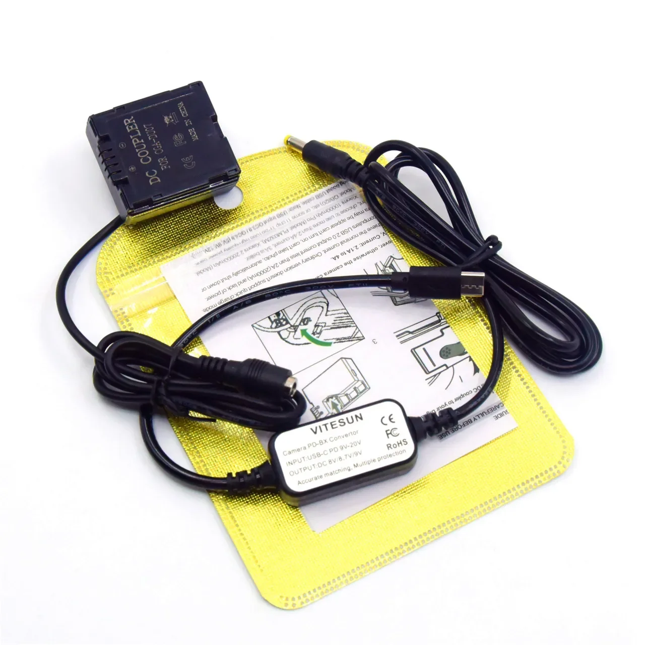 Batería virtual CGA - du07 du06 du14 du21 Panasonic NV - gs27 / 28 / 50 / 140 / 150 / 328 / 500 VW - vbd070 vdr - d100 d150 y cable de alimentación USB C PD - imagen 4