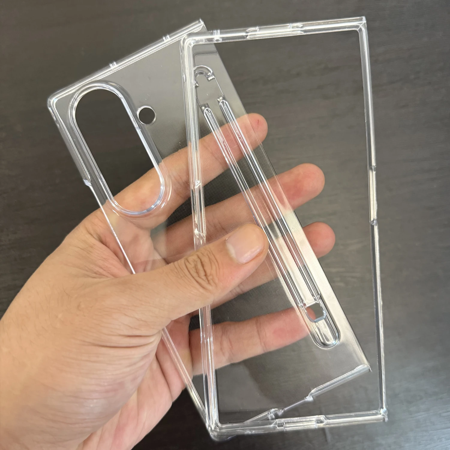 Funda protectora transparente para teléfono de PC con ranura para bolígrafo integrada para Samsung Galaxy Z Fold 7, fundas transparentes para teléfono Z Fold7 - imagen 2