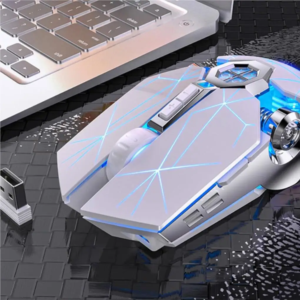 Un mouse de computadora con luces azules